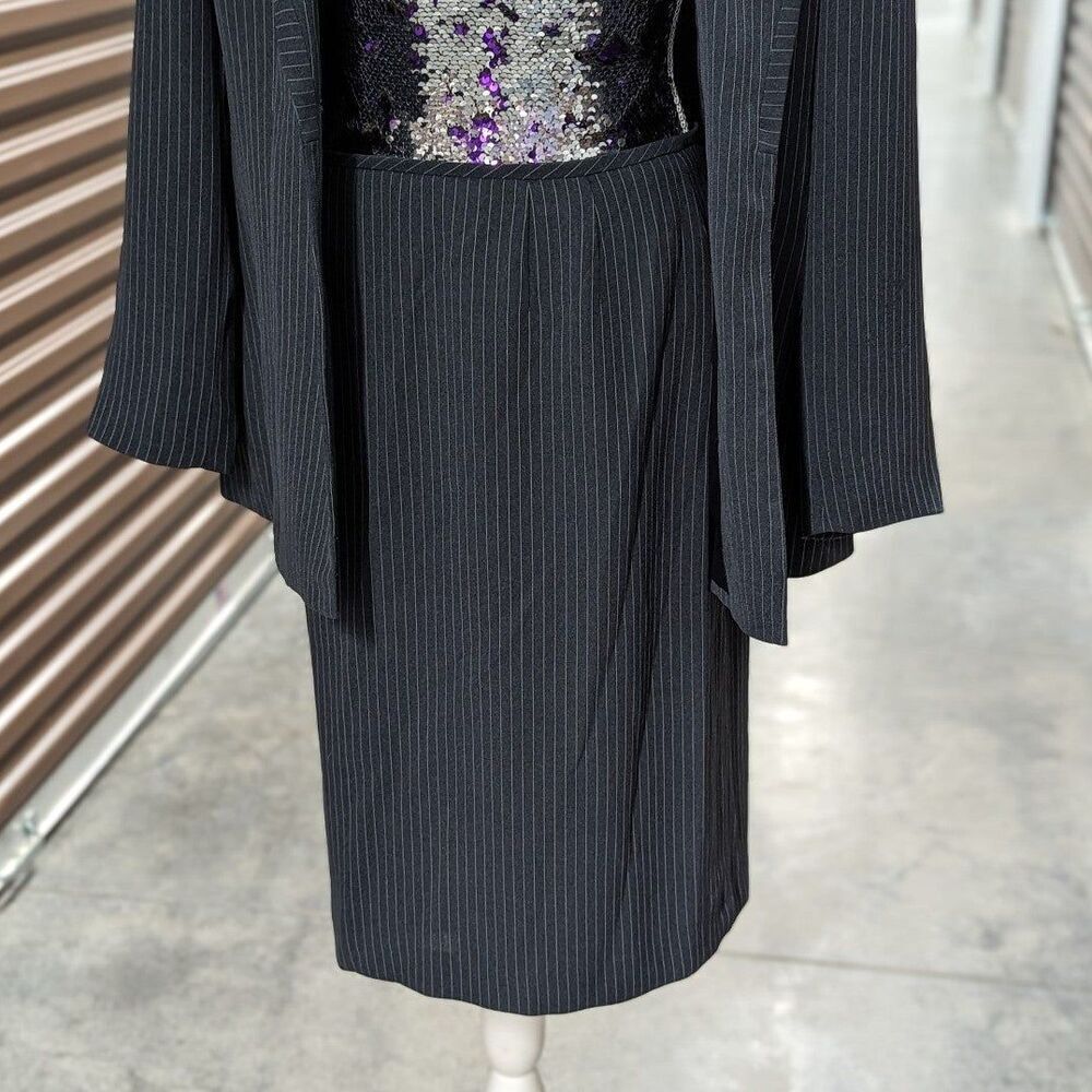 Vintage Le Suit Gray Pinstripe Skirt Suit Professional Career Wear Old Money 10 - Picture 6 of 10